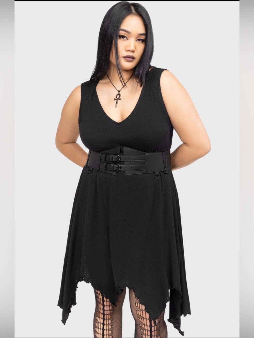 Killstar Grin & Sin Double Buckle Gothic Waist Belt Black M/L - Picture 5 of 7